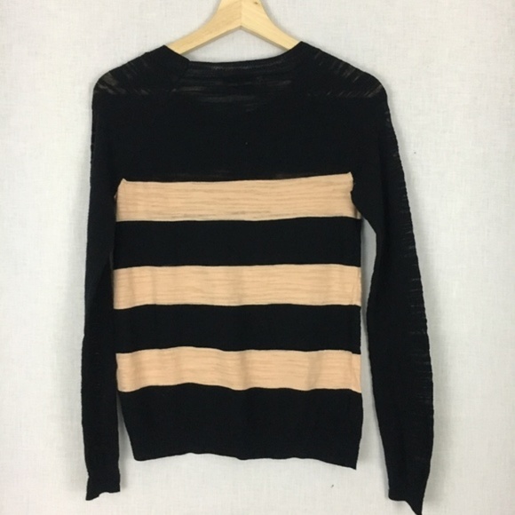 Madewell Peach & Black Wide Stripe Cotton Sweater - Picture 4 of 8